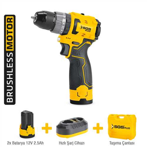 AKÜLÜ DARBELİ VİDALAMA SETİ 12 VOLT (2*2.5 Ah) (KÖMÜRSÜZ MOTOR) SGS5081